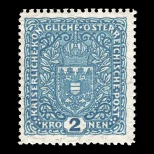 ANK 208 II Ba - 2 Kronen, Wappenzeichnung auf Faserpapier, 1917/1919, postfrisch, geprüft