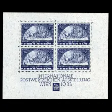 WIPA-Block ohne Klebestellen, 1933, Faserpapier, postfrisch, geprüft
