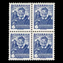 Michel 571 I. - Austrian folk costumes, 6 Groschen, type II, block of 4, mint