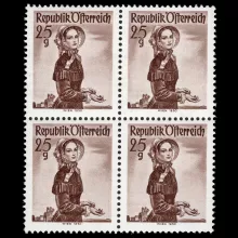 ANK 1055 - Austrian folk costumes, 25 groschen, block of 4, mint
