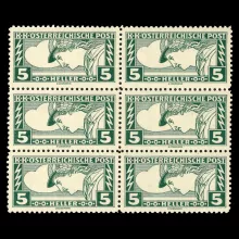 ANK 220 A - Merkurkopf, 1917, 6er Block, postfrisch