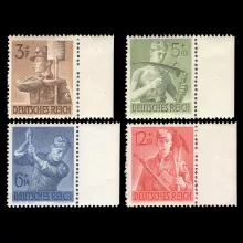 Michel 850-853 - 8 years Reich Labour Service, 1943, with right margin piece, mint