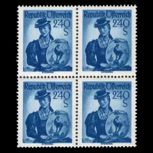 Michel 920 - Austrian folk costumes, 2.40 Schilling, block of 4, mint