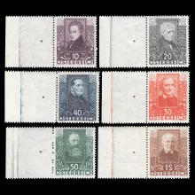 Michel 524-529 - Austrian poets, 1931, with left margin piece, mint