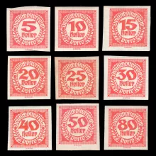 Michel 93-101 - New imperforated numerals, postage due stamps, 1920, mint