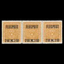 ANK 226y Typ II-II-I – Flugpostmarken, 2.50 Kronen, 3er Streifen, 1918, postfrisch