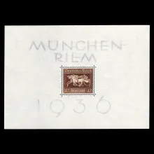 Michel Block 4 X - Horse racing "The Brown Ribbon of Germany", German Empire, 1936, mint