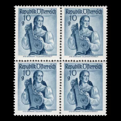 ANK 1053 y - Folk costumes, 10 Groschen, block of 4, mint
