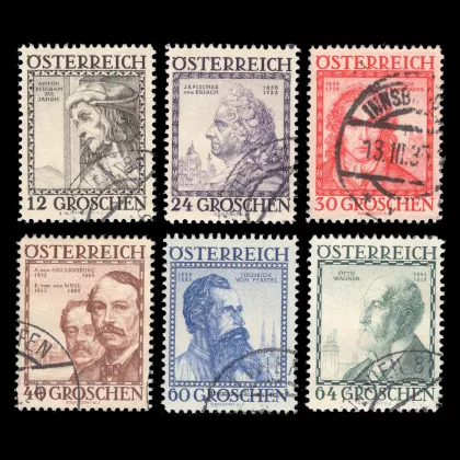ANK 591-596 - Österreichische Baumeister, 1934, gestempelt