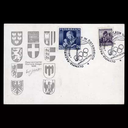 Propaganda-Postkarte Olympischer Fackellauf in Österreich 1936