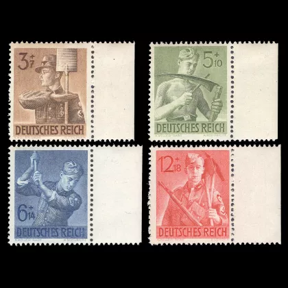 Michel 850-853 - 8 years Reich Labour Service, 1943, with right margin piece, mint