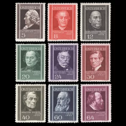 Michel 649-657 - Austrian doctors, 1937, mint
