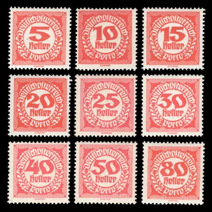 Michel 75-83 - New numeral marking, postage due stamps, 1919/1921, mint