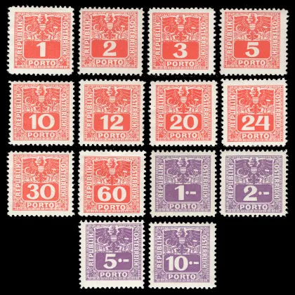 ANK 175-188 - Adler über Wertziffer, Portomarken, 1945, postfrisch