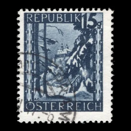 ANK 748 I - Landschaftsbilder, 15 Groschen, 1946, Plattenfehler, gestempelt, geprüft