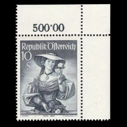 Michel 926 VI. Plate error - Austrian folk costumes, 10 Schilling, mint, certified